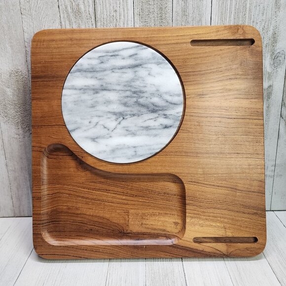 Vintage Mid Century Dolphin Genuine Teakwood Cheeseboard Tray - Picture 1 of 7